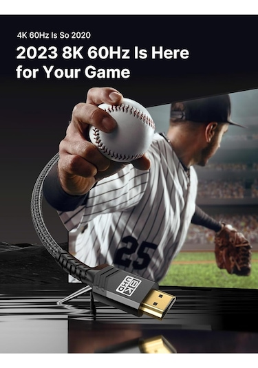 8k Uhd Uzun Hdmı Kablosu 48gbps Yüksek Hızlı 2.1 Örgülü Oyuncu Kablo 8k 60hz 3 Metre