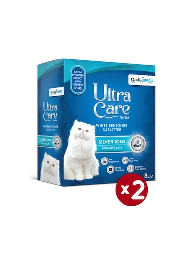 Ultra Care Series Hassas Kediler İçin Gümüş İyonlu Kedi Kumu 2 x 8 L