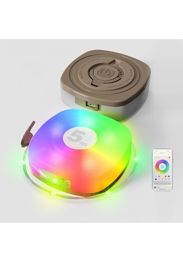 Sones 5m Rgb Kamp Işık Dizisi Led Ortam Gece Işığı Akıllı App Kontrolü Taşınabilir Açık Çadır Dekoratif Lambası Haki Çok Renkli