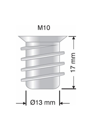 Metal Dübel Mobilya Bağlantı Zamak Vida Yuvası 10'lu M6 10X25