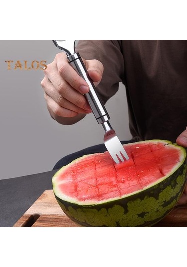 Salata Kavun Kesici Yeniden Kullanılabilir Dilimleme Malzemesi Güvenlik Uygun Hızlı Güvenli Kavun Meyve Kesici Dilimleme Mutfak Alet Gümüş