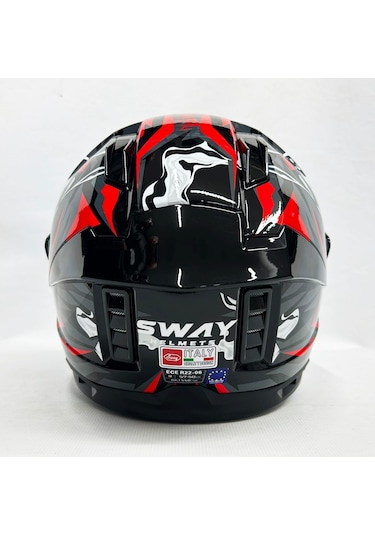 Sway Sw 868 Cannibal Black Grey Red Güneş Vizörlü Siyah Camlı