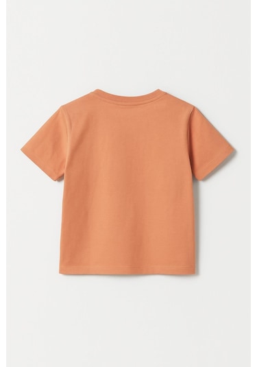 Erkek Çocuk %100 Pamuklu Baskılı Kısa Kollu Tişört - Somon 3-4 Yaş 8-9 Yaş Somon
