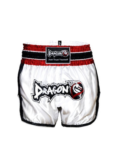 Dragondo Mt3075 Retro Neo Muaythai Şortu Beyaz Muay Thai Şort Beyaz