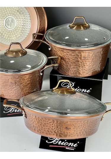 Brioni Copper 7 Parça Tencere Takımı Bakır Cp-11101