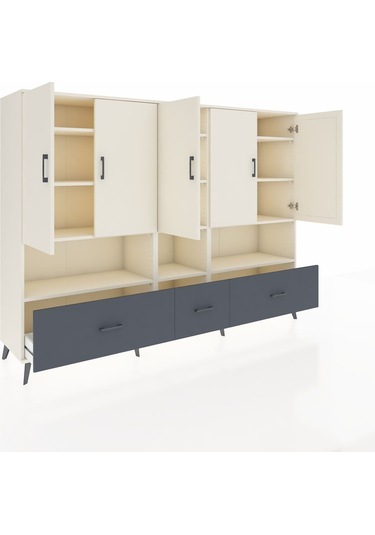 Hyperion Dolap 12 Raflı 3 Çekmeceli 5 Kapaklı 220x44x163 Aytaşı-a Aytaşı-aytaşı/antrasit