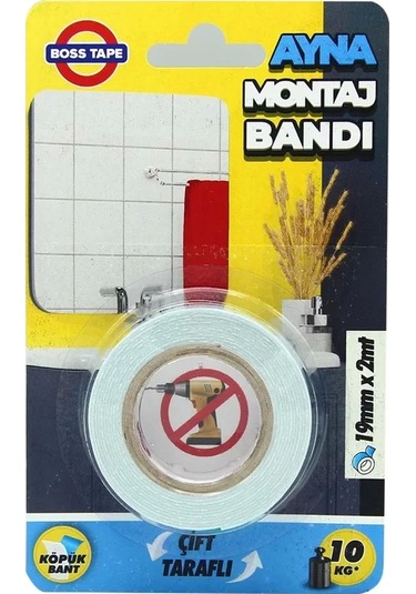 Boss Tape 4170 Çift Taraflı Köpük Ayna Montaj Bandı 19mmx2m