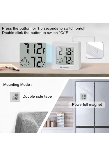 Ketotek Mini Dijital Higrometre Termometre Kapalı Higrometre Ölçer Sensörü Nem Ölçer Odası Lcd Termometre Sıcaklık