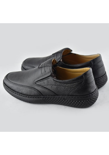 7575 Ortopedik Taban Yumuşak Hakiki Deri Mevsimlik Kışlık Erkek Ayakkabı Siyah