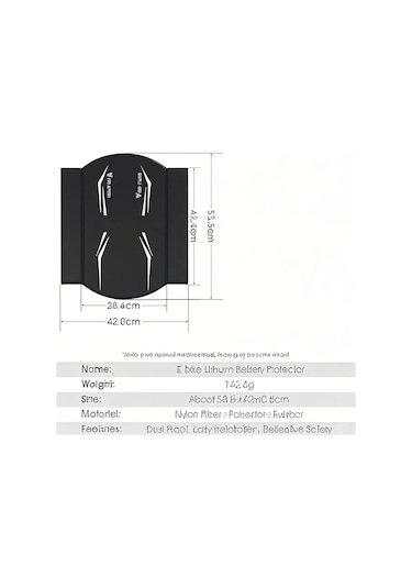 Xindoker Elektrikli Bisiklet Batarya Koruması - Reflektif, Su Ve Toz Koruyucu, Dayanıklı Poliester Malzeme, Gece Güvenliği Sağlar Siyah
