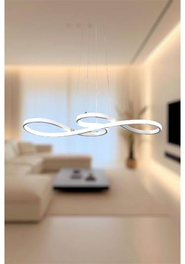 Ey Shop Beyaz Yılan Model 3 Renk Led Beyaz Avize Beyaz