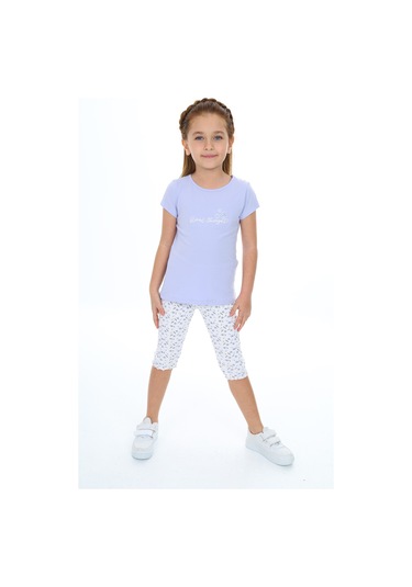 Toontoy Kız Çocuk Nakışlı Kaprili Takım Mavi
