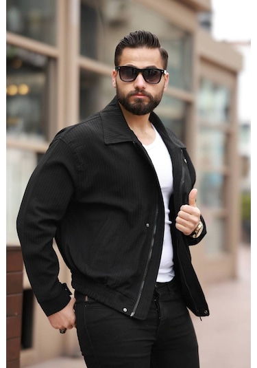 Unisex Yeni Sezon Kapitone Dolgulu Oversize Vintage Siyah Çzgl