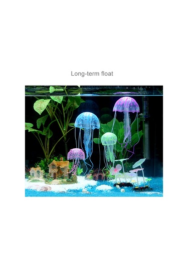 Sones Akvaryum Ürünleri Dekorasyon Silikon Simülasyon Floresan Vantuzlu Denizanası, Boyut: 8 20cm Yeşil