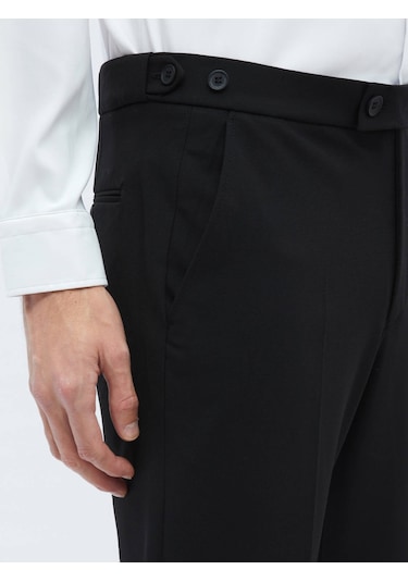 Siyah Dokuma Regular Fit Casual Pantolon 687357 Siyah