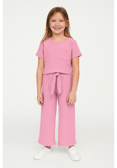 Kız Çocuk Pijama Altı Beli Lastikli Rahat Kalıp Pembe