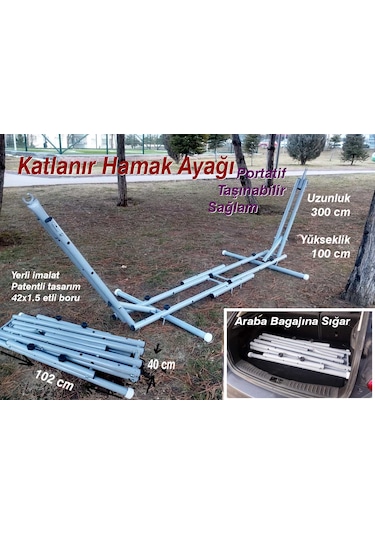 Hamak Ayağı, Katlanır Hamak Ayağı, Taşınabilir Hamak Satandı Gri