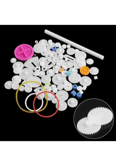 85 Parça Plastik Dişli Seti Oyuncak - Tekerlek - Mil - Çark