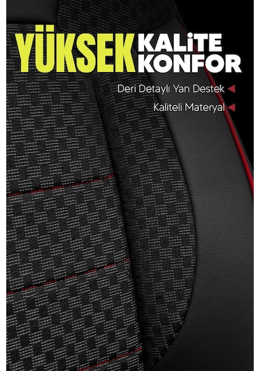 Pam Serisi Oto Koltuk Kılıfı Siyah-kırmızı