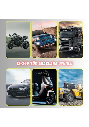 Motosiklet Scooter Mini Sis Farı Set Delici Işık Beyaz Sarı Metal