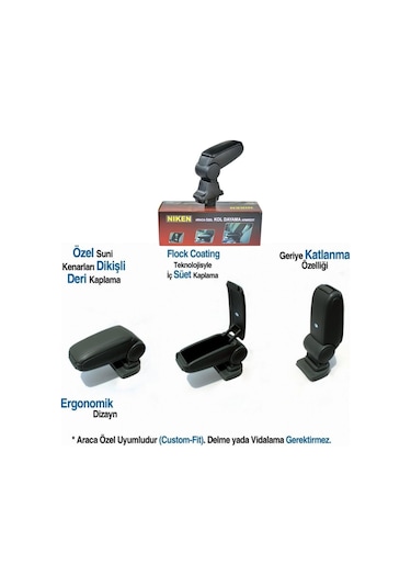 Citroen C-elysee Araca Özel Kol Dayama Kolçak Siyah 2012+ Sonrası Modellere Uyumlu Niken