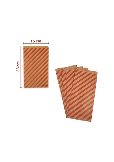 Körüklü Kraft Kese Kağıdı, Kırmızı Verev Desenli Şamua Hediye, Am