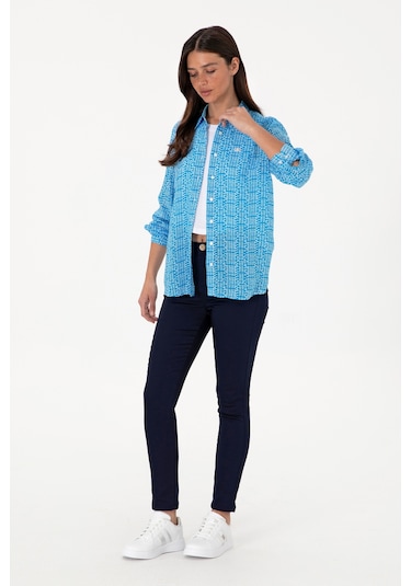 U.s. Polo Assn. Kadın Kobalt Gömlek Desenli 50306433-vr077 Kobalt