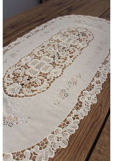 Pvc Runner Ve Sehpa Üstü Servislik 80 Cm X 40 Cm Kahve - Krem