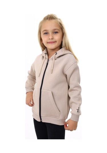 Toontoy Kız Çocuk Nakışlı Hırka Bej