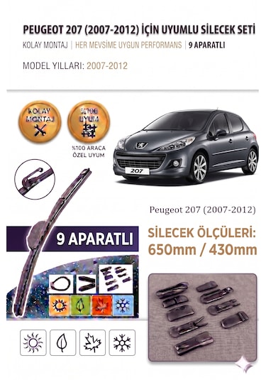 Peugeot 207 Ön Cam Silecek Takımı 2007-2012
