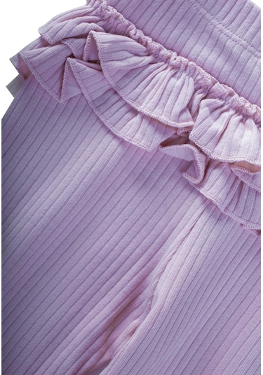 Cigit Arkası Fırfırlı Fitilli Tayt 0-3 Yaş Lila Lila