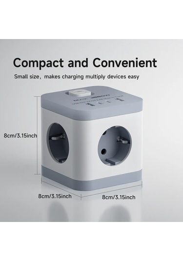 Honeybeeshop Lıpwel 3680w Maksimum Güç Kaynağı Küpü Usb Hızlı Şarj 17w Çıkış 16a 3680w Kapasite 3 Metre Beyaz Seyahat Adaptörü