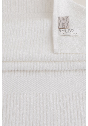 Ivory Beyaz Fitilli Mikro Fiber %100 Pamuk 2li Banyo Havlusu Seti Beyaz