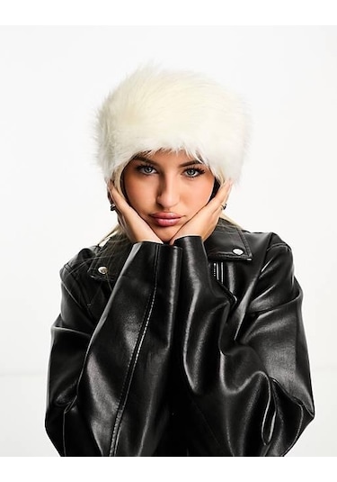 Kadın Cossack Kalpak Kürklü Şapka-ekru - Standart Açık Bej