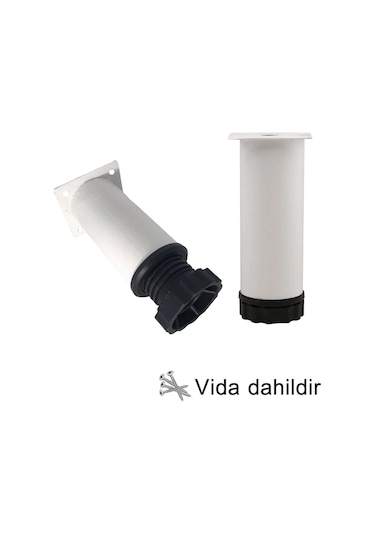 4 Adet Metal Ayarlanabilir 12 Cm Beyaz Destek Ayağı Mobilya Kanepe Baza Koltuk Dolap Sehpa Tv Ünitesi Ayağı
