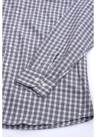 Giant Erkek Uzun Kol Gömlek - Kareli Desen - Minimalist Gri