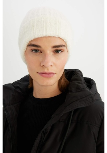 Defacto Kadın Triko Bere Y1090AZ24WNWT1 Beyaz