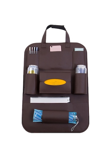 Pu Deri Araba Koltuğu Arkası Düzenleyici Arka Koltuk Saklama Kutusu Kahve