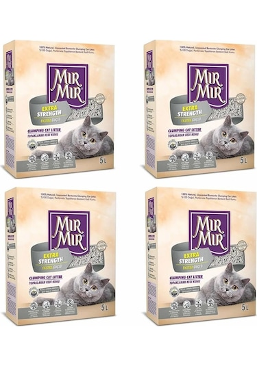 MırMır Aktif Karbonlu Ekstra Güçlü Topaklaşan Bentonit Kedi Kumu 4 x 5 L