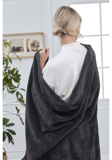 Deluxe Wellsoft Tv Battaniyesi Antrasit Tek Kişilik Battaniye 150x200 Cm