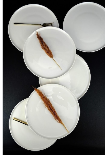 Digithome Elif Porselen 6'lı Servis Ve Sunum Tabağı Seti 27 Cm Krem - Tl4052334 C320.003