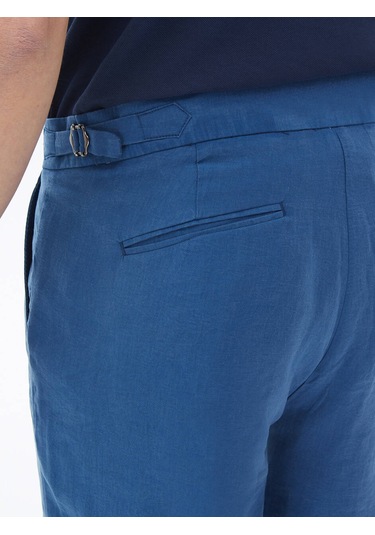 Kip Mavi Dokuma Casual Bermuda Çok Renkli