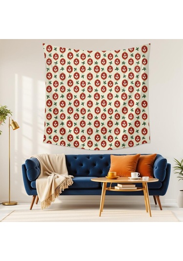 Noel Desenli 59x59 İnç Kare Duvar Halısı, Yumuşak Kumaş, Oturma Ve Yatak Odası Dekoru İçin