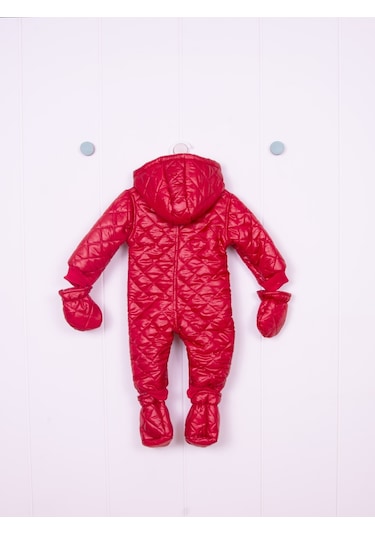 Kırmızı Mikro Kozmonot Eldiven Patikli Astronot Tulum Kırmızı