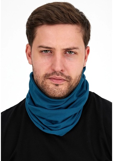 Erkek 4 Fonksiyonlu Koruyucu Pamuklu, Esnek, Terletmez, Bandana, Boyunluk, Maske - Tek Ebat / Mavi Mavi