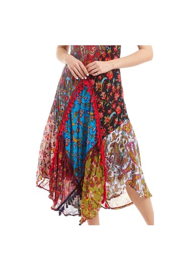 Kırmızı Patchwork Vual Yazlık Elbise