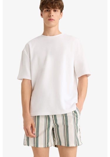 Defacto File Astarlı Microfiber Kısa Boy Deniz Şortu G0177ax25hskh440 Haki