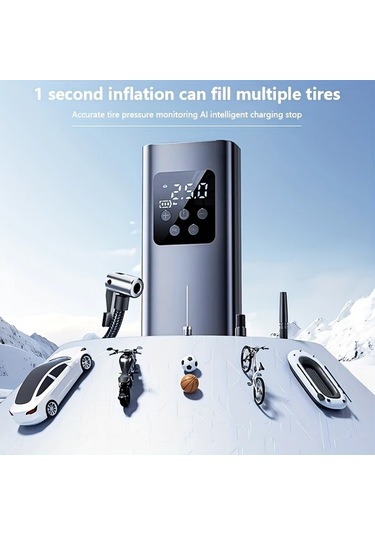 Willowhaven Siyah 150psı Hızlı Araba Lastik Pompası Led Işıklı Usb Şarjlı Portatif Kompresör
