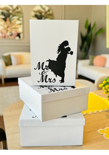 Mr & Mrs Box-gelin Damat Hediye Kutusu-nişan Bohça Kutusu-özel Tasarım Hediye Kutusu