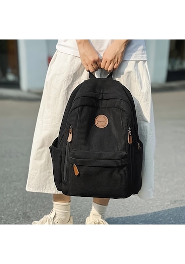 Oldfriend Kadın Yeşil Kadife Sırt Çantası - Büyük Kapasiteli Ayarlanabilir Askılı Okul Gezi Sırt Çantası Yeşil